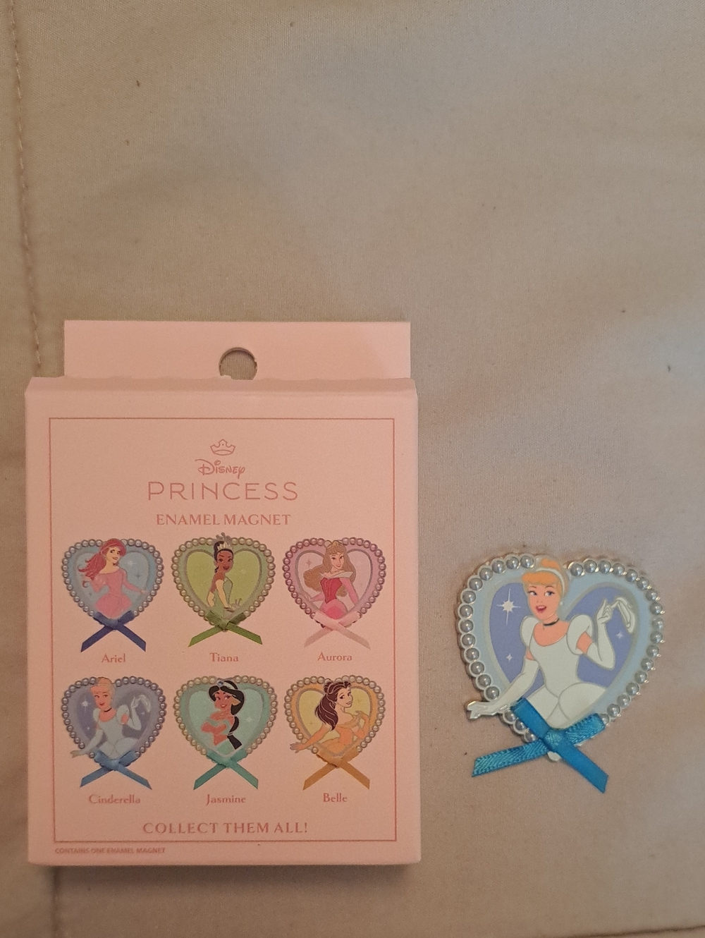 Disney Princess Cinderella Heart Enamel Magnet - Blue & Silver